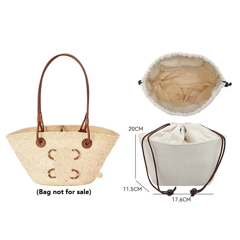 insert organisateur de sac à cordon pour panier d'anagramme, support de sac tissé en paille, doublure intérieure, accessoires de sac