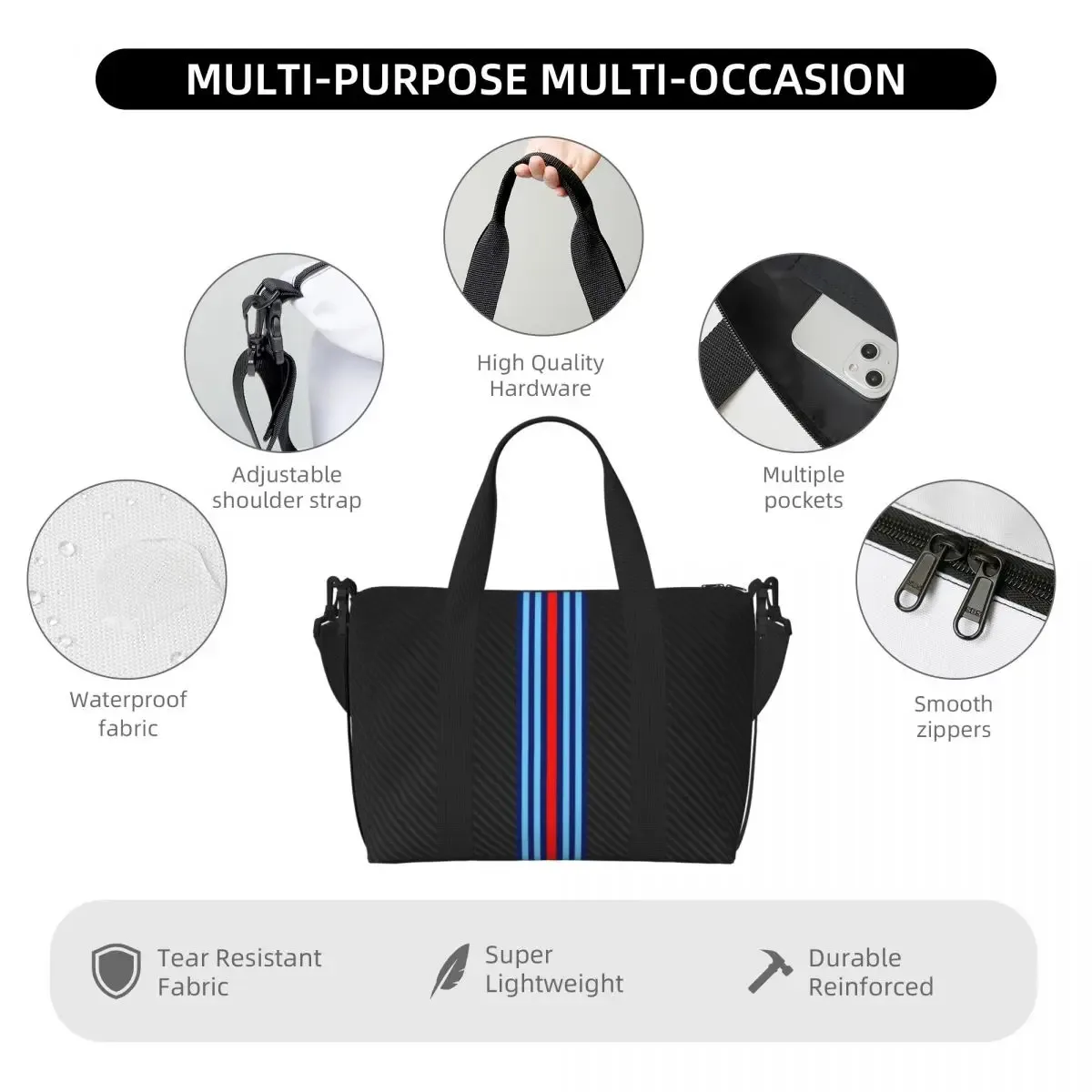 m-martini racing sac de voyage pour homme et femme, bagage à main de grande capacité, sac de sport et de fitness, ensemble de voyage