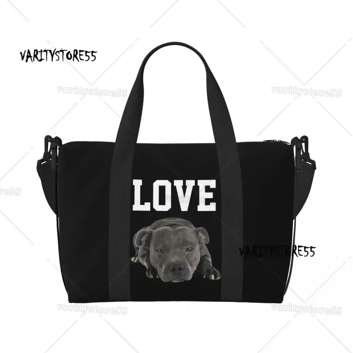 sac fourre-tout personnalisé à motif répété de chien bull terrier pour femmes, sac de voyage à bandoulière de grande capacité pour animaux de plage et de gymnastique
