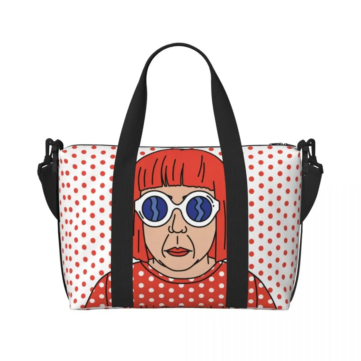 sac fourre-tout personnalisé yayoi kusama à pois pour femmes, sac de voyage à bandoulière de plage de gymnastique citrouille de grande capacité