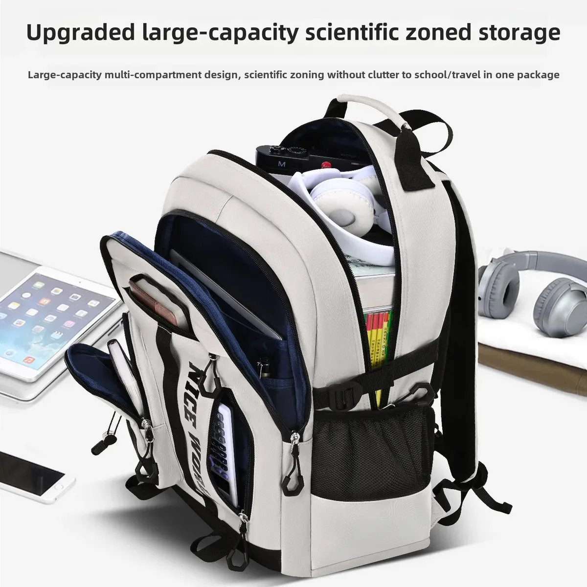 sac à dos d'école pour adolescents, pour garçons et filles, grand sac à dos pour étudiants avec de nombreuses poches, sacs de collège et du secondaire