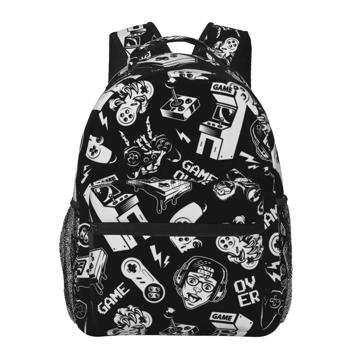 sac dos toile noir motif jeux vidéo multicolore fermeture éclair 20 35 litres polyester polyvalent voyage école week end vacances randonnée camping