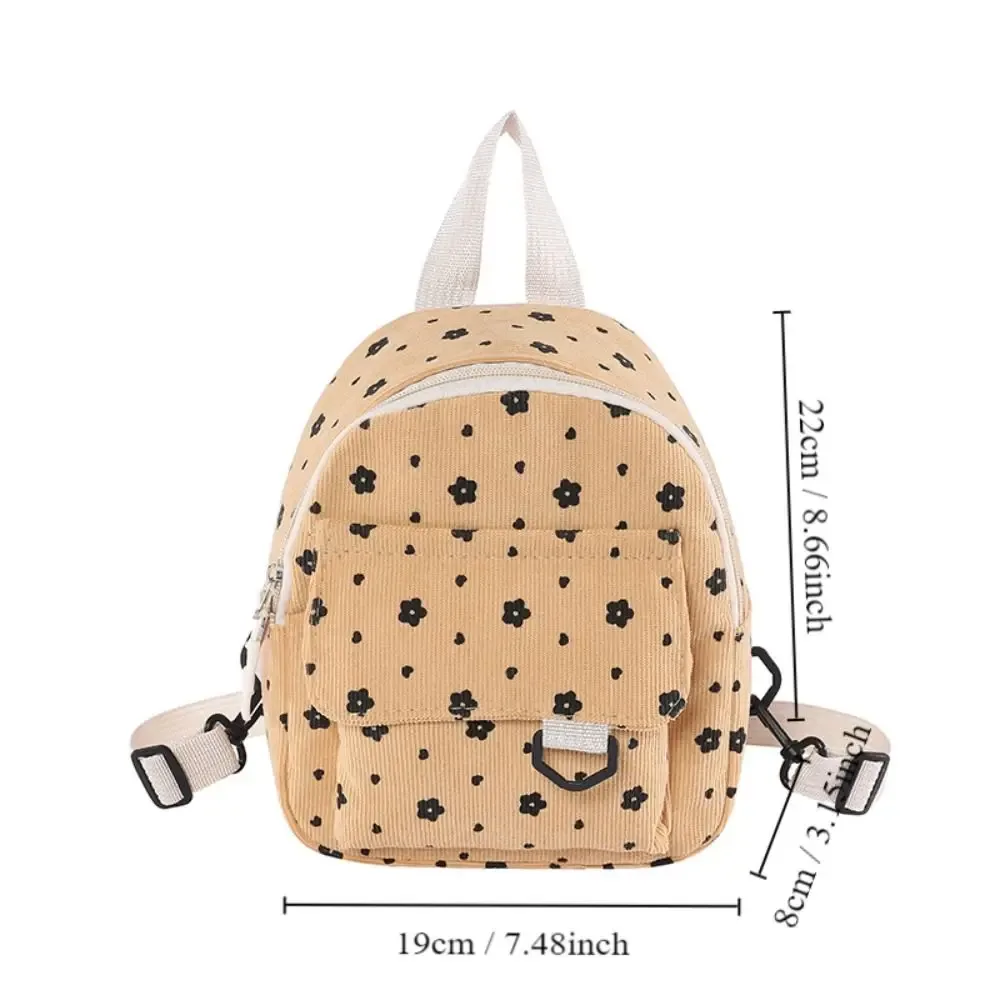 petits sacs à dos imprimés de fleurs, légers, à poches multiples, en velours côtelé, mini sac à dos pour dames, mode femmes, sac à bandoulière 4 couleurs