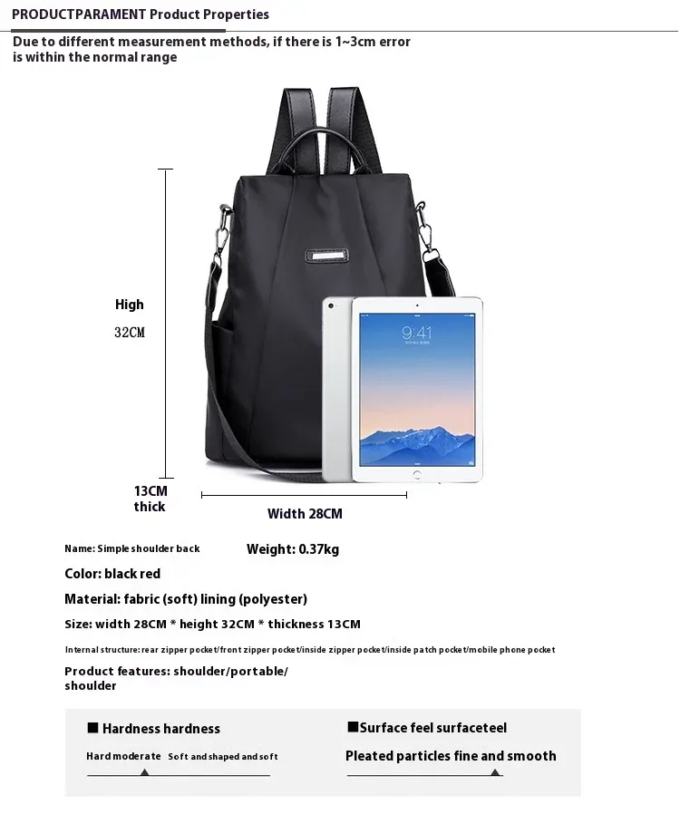 Nouveauté vente chaude femmes kaki moyen sac à dos sac à main imperméable en Nylon Anti-vol sac à dos léger sac à bandoulière