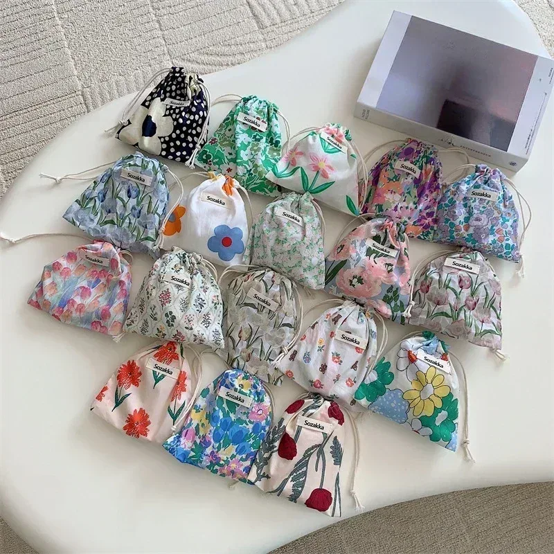 sac de rangement kawaii grill floral proximity wstring, sac à main cosmétique pour femmes, portefeuille de maquillage, petites poudres