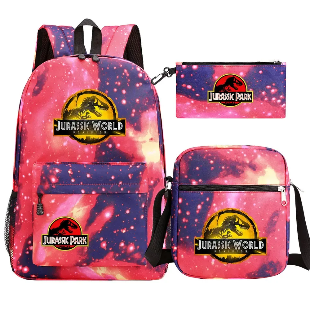 dinosaur jurassic world park 3 pièces garçons filles enfants retour à l'école livre sacs, sac à dos étudiant, sac à bandoulière trousse à crayons