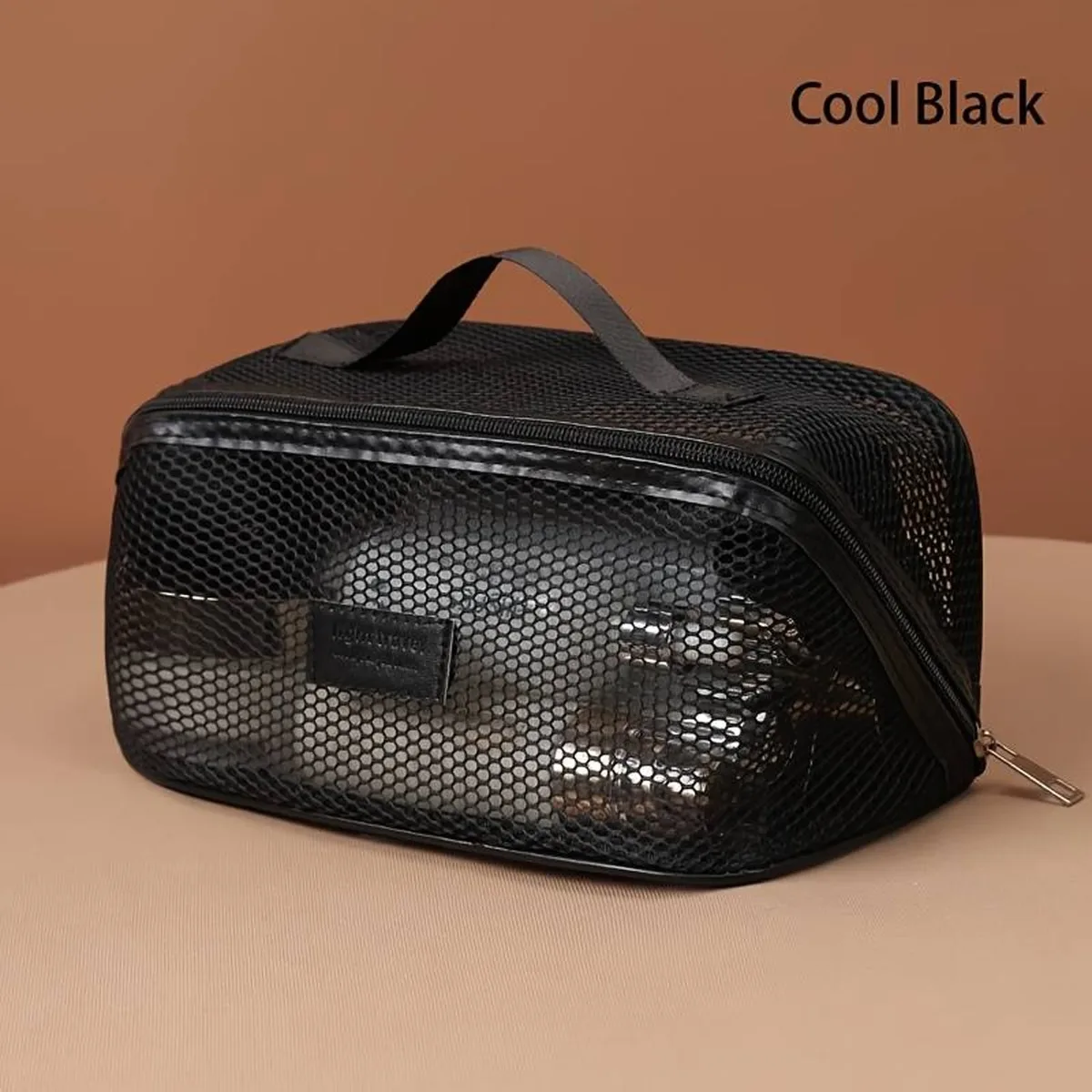 sac cosmétique en maille pour femmes, sac de rangement pour cosmétiques de voyage de grande capacité, trousse de toilette portable