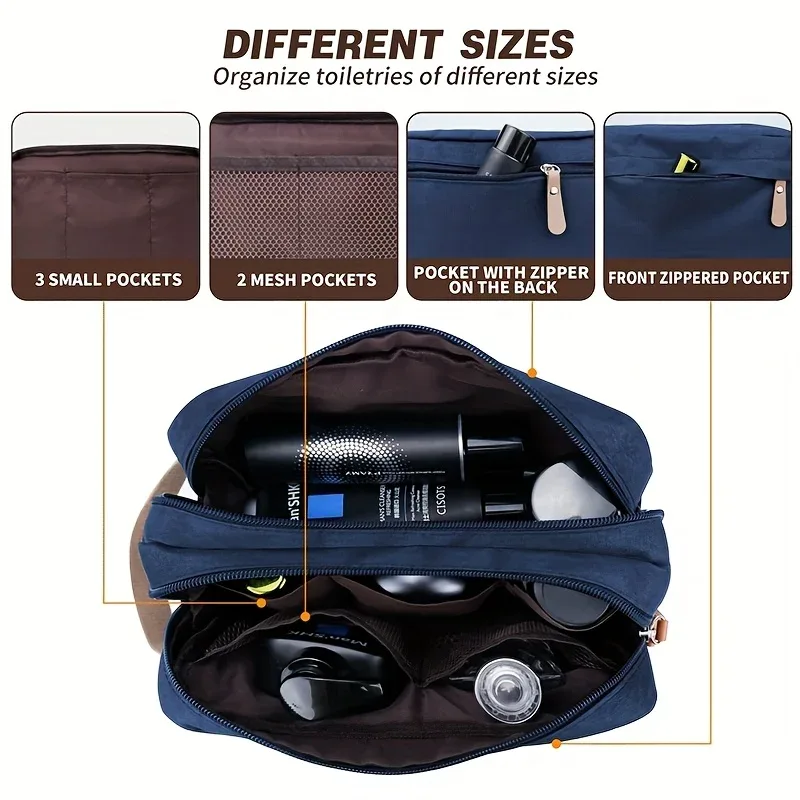 sac de toilettage oxford avec nom personnalisé pour hommes, sac de rangement double couche de grande capacité, organisateur de maquillage idéal, articles de toilette pour le toilettage
