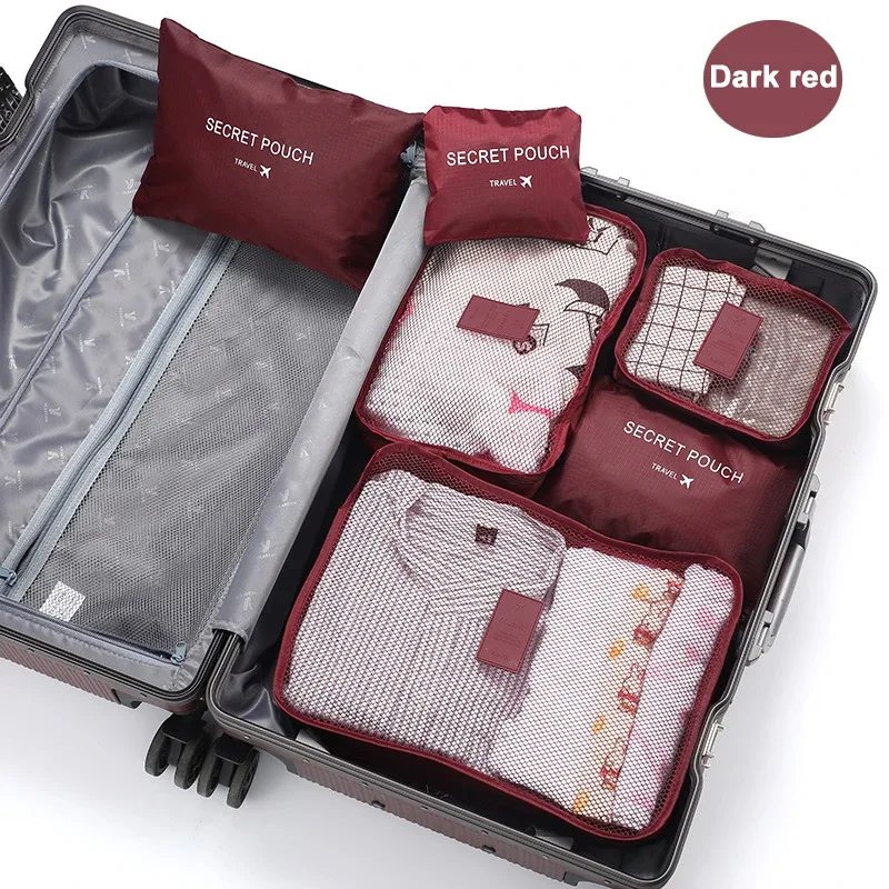 cube rangement tissu oxford gris rouge motif lettre voyage sac compression organiser chaussures vêtements polyvalent durables pratique