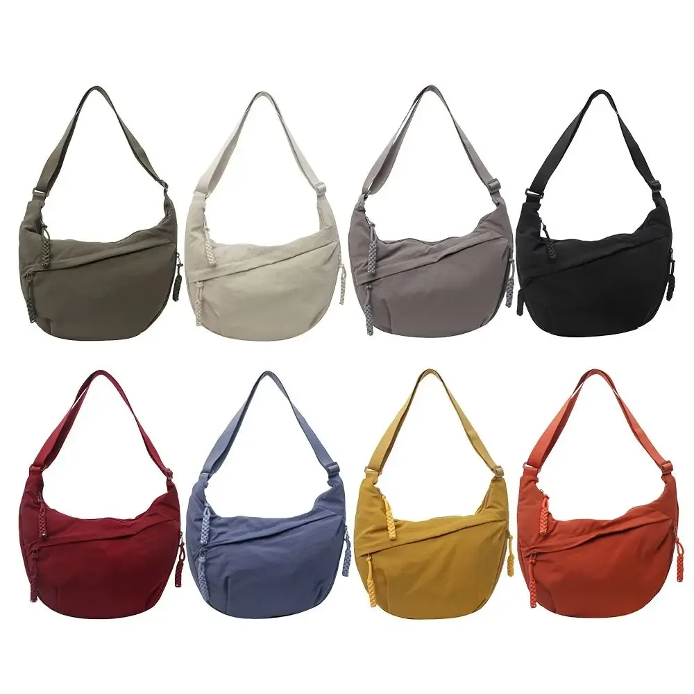 sacs à bandoulière en toile décontractés coréens simplifiés, sac hobos de sport de grande capacité, sac de boulettes léger de couleur unie pour femmes