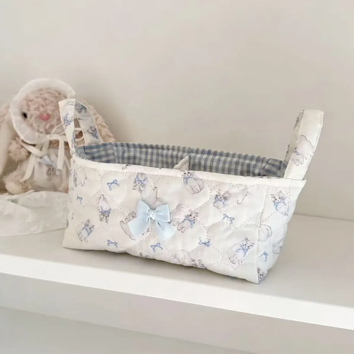 nouveau panier de rangement superposé en coton tressé, style ins, pour décoration de bureau et organisateur de cosmétiques, motif 'cœur de fille'