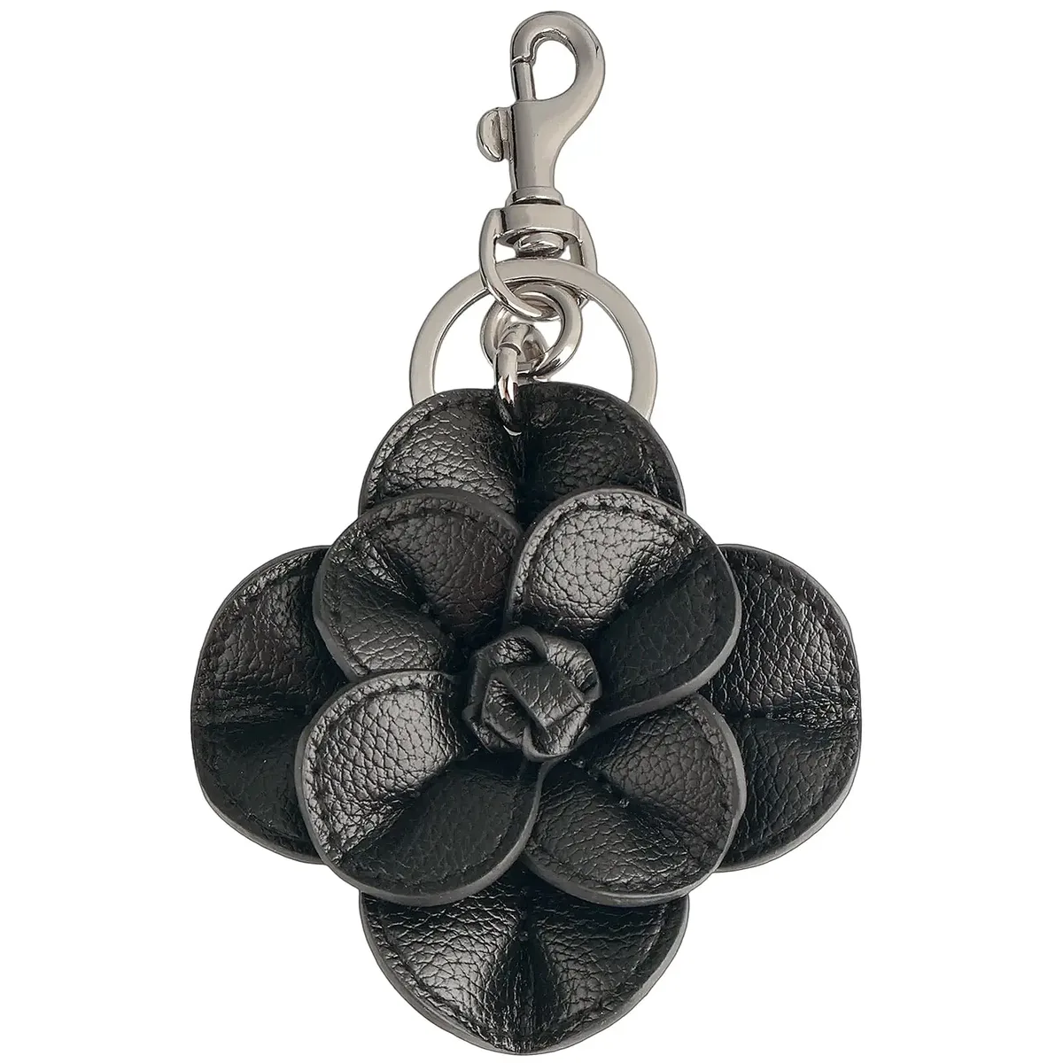 pince clef fleur noire ornementation sac main anneau métallique fermoir superieur décoration tridimensionnelle voyage femmes