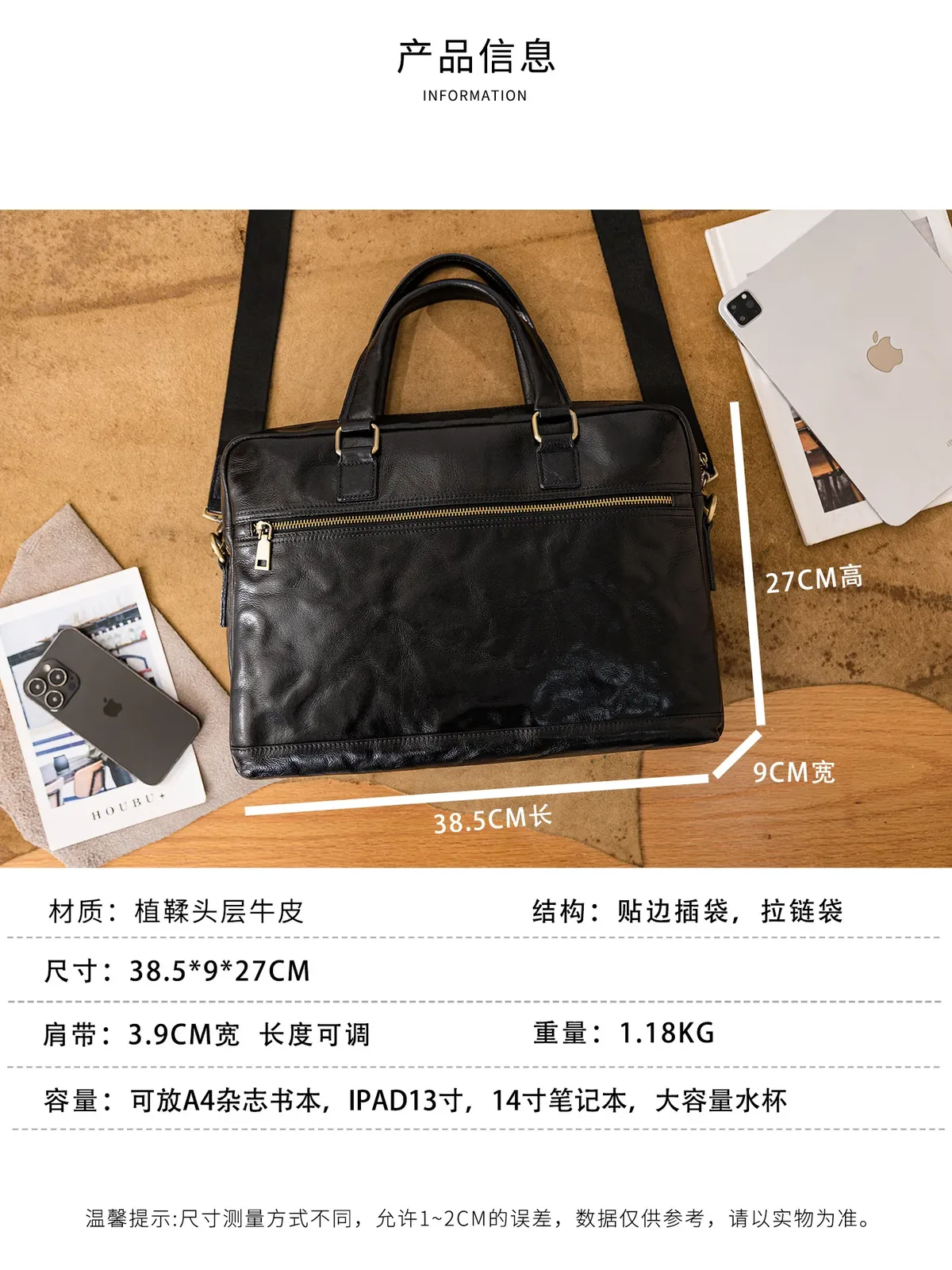pndme – porte-documents noir en cuir véritable pour hommes, sac à main de travail pour ordinateur portable, de haute qualité, à la mode, de luxe, en cuir de vache véritable