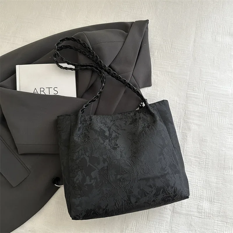 texture loisirs nouveau style chinois sac à bandoulière antique polyvalent grande capacité sac fourre-tout élément hanfu travail banlieue sac de rangement