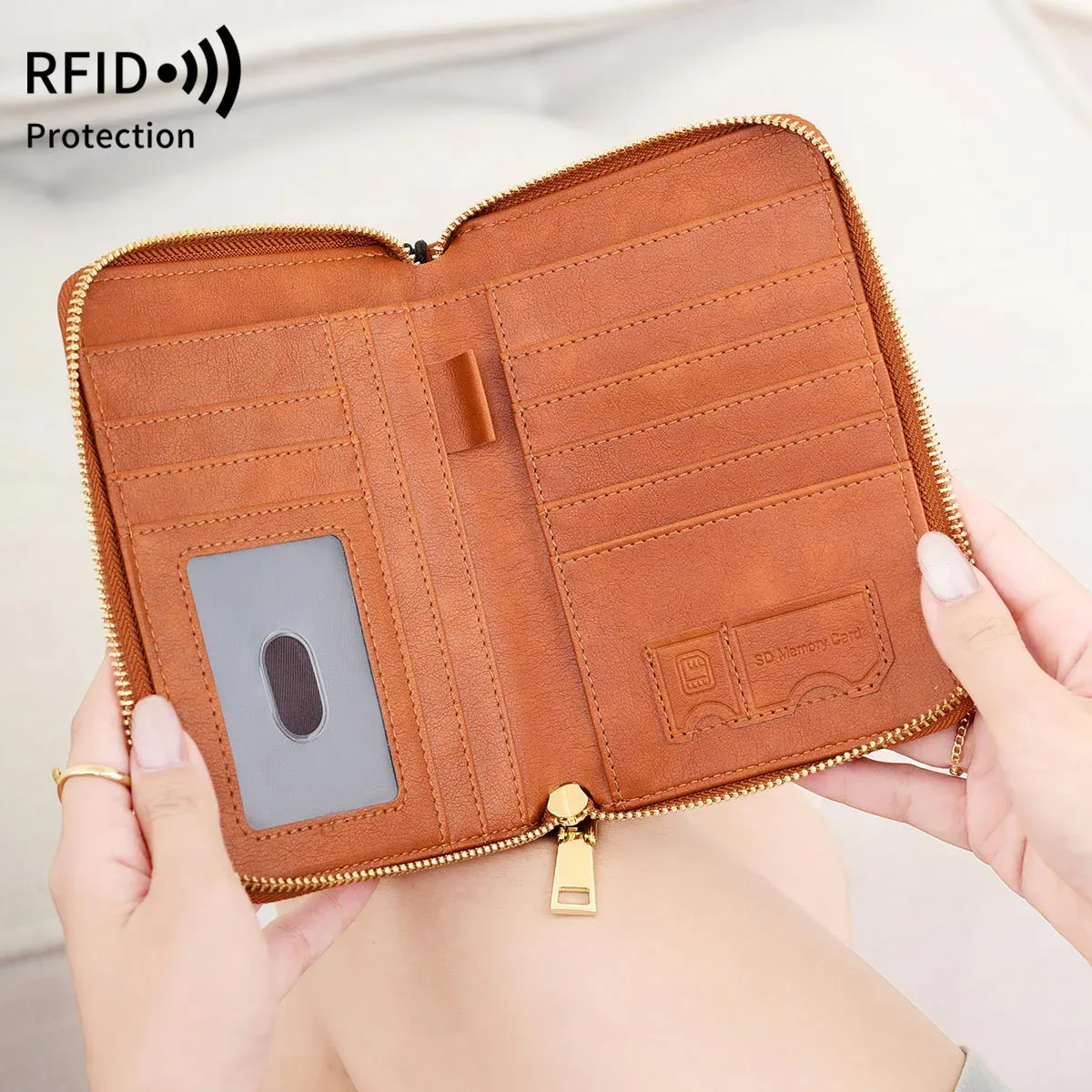 porte-passeport bloquant rfid, portefeuille de voyage, passeport, sac pour cartes de crédit, portefeuille multifonctionnel à fermeture éclair avec dragonne, à la mode