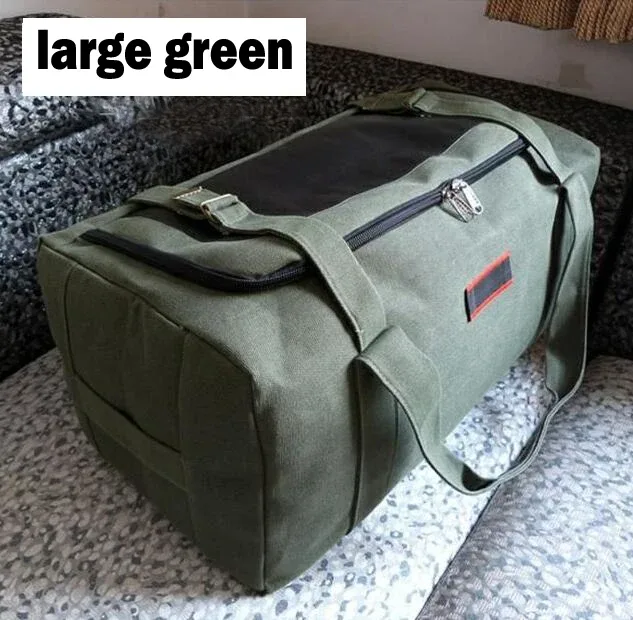 sac voyage toile vert accents noirs rouges polyvalent grande taille poignée sangle transport étanche