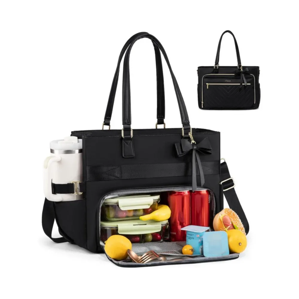 sac isotherme élégant grande capacité avec porte-gobelet, design 3-en-1, sacoche pour ordinateur portable, sac décontracté élégant et durable pour le travail