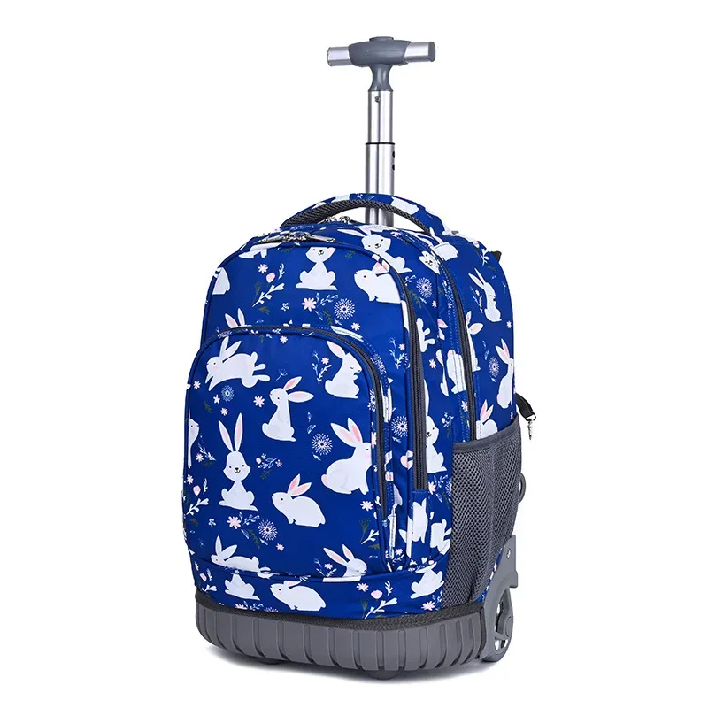 sac dos oxford cloth motifs animaux rose violet bleu format rectangulaire roulettes fixes usage école voyage