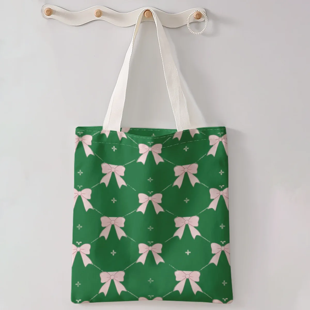 sac à main décontracté imprimé motif nœud, sac à dos réutilisable et tendance, sac à main multifonctionnel, sac de shopping en toile
