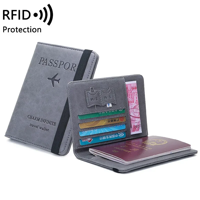 porte-passeport unisexe en cuir pu – portefeuille de voyage bloquant rfid pour cartes de crédit/carte d'identité et billets (hommes et femmes)