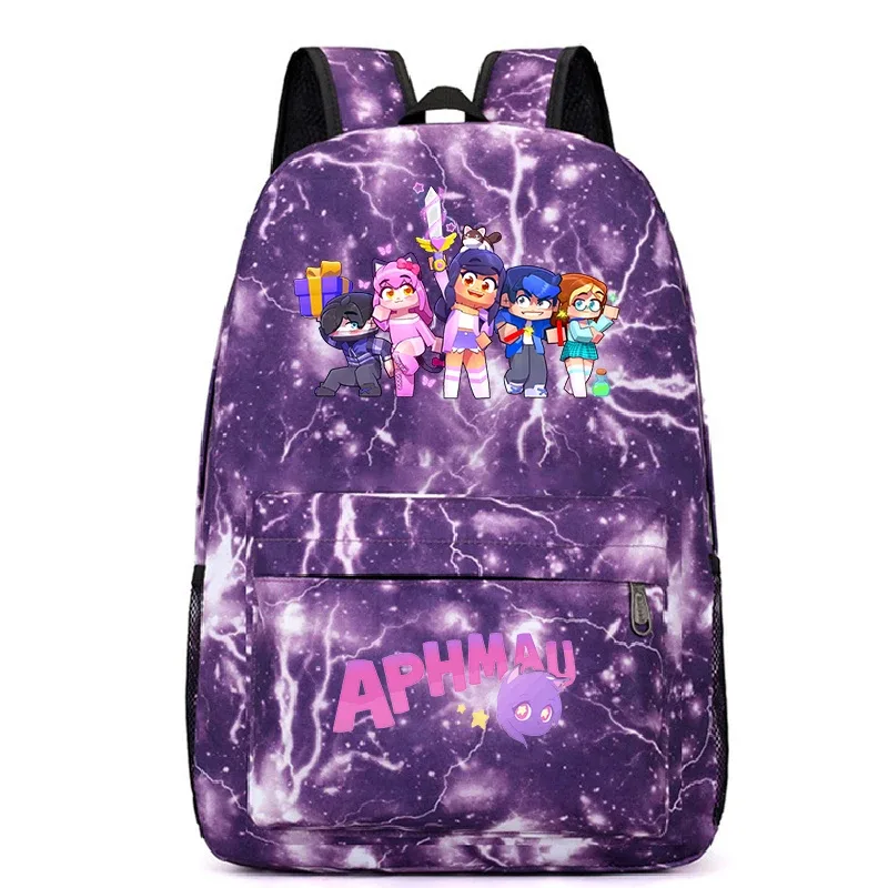 aphmau imprimer sacs à dos mode étudiants sacs d'école adolescent pochette d'ordinateur filles garçons dessin animé bookbag grande capacité voyage sac à dos