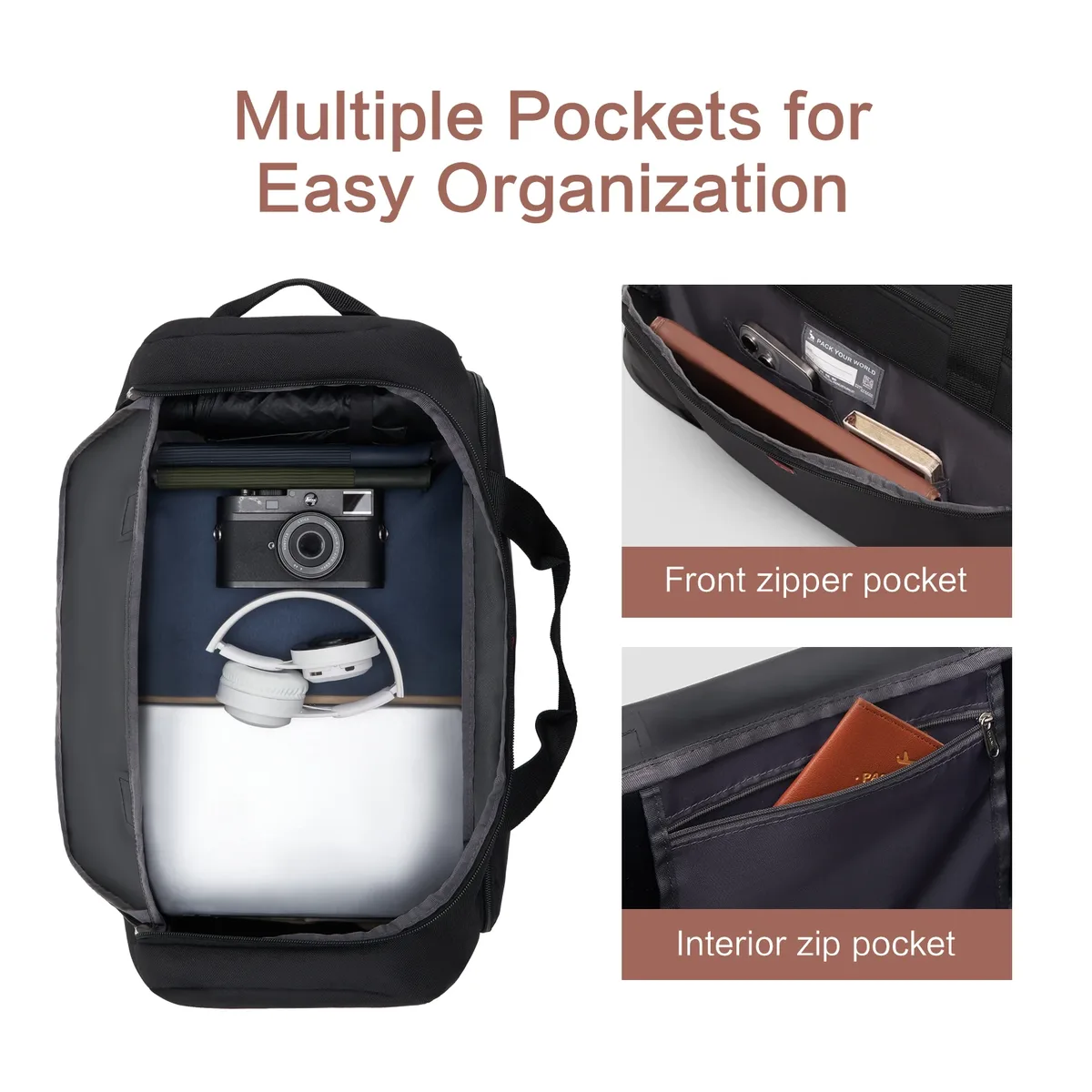 oiwas sac de voyage à roulettes pour homme 56l, sac de voyage pliable hydrofuge avec roulettes, bagage à main