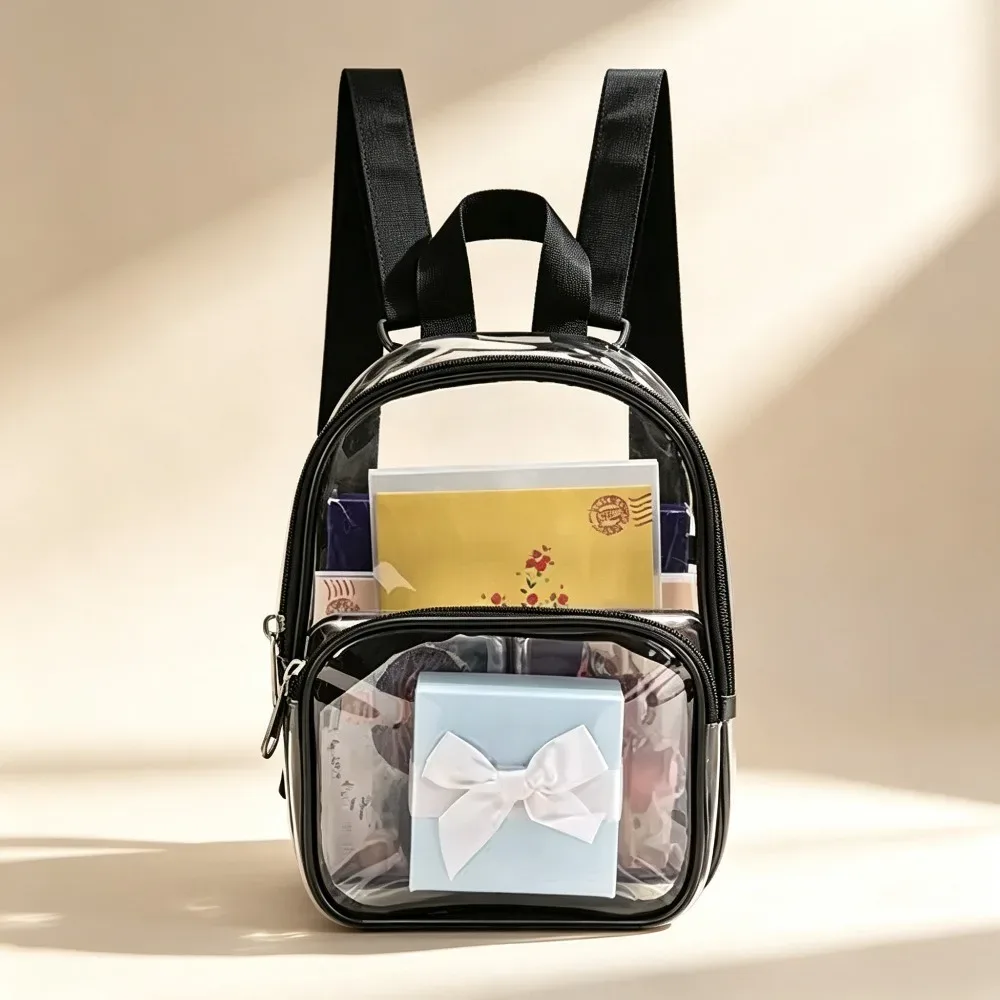 mini sac à dos transparent en pvc, sac de rangement étanche, pochette de toilette de voyage décontractée, organisateur de papeterie portable pour étudiants