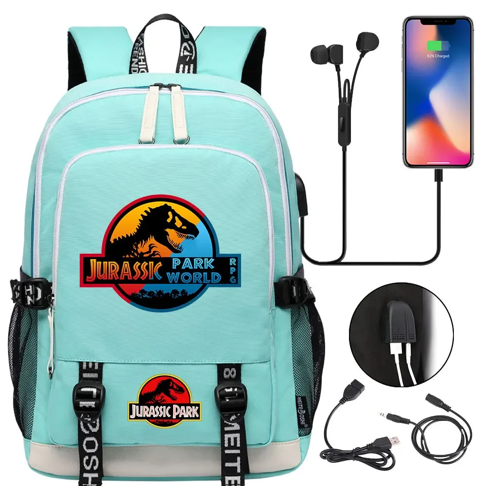 jurassic park world dinosaure adolescent usb charge sac à dos pour ordinateur portable femmes hommes filles garçons enfants école livre sac voyage sac à dos