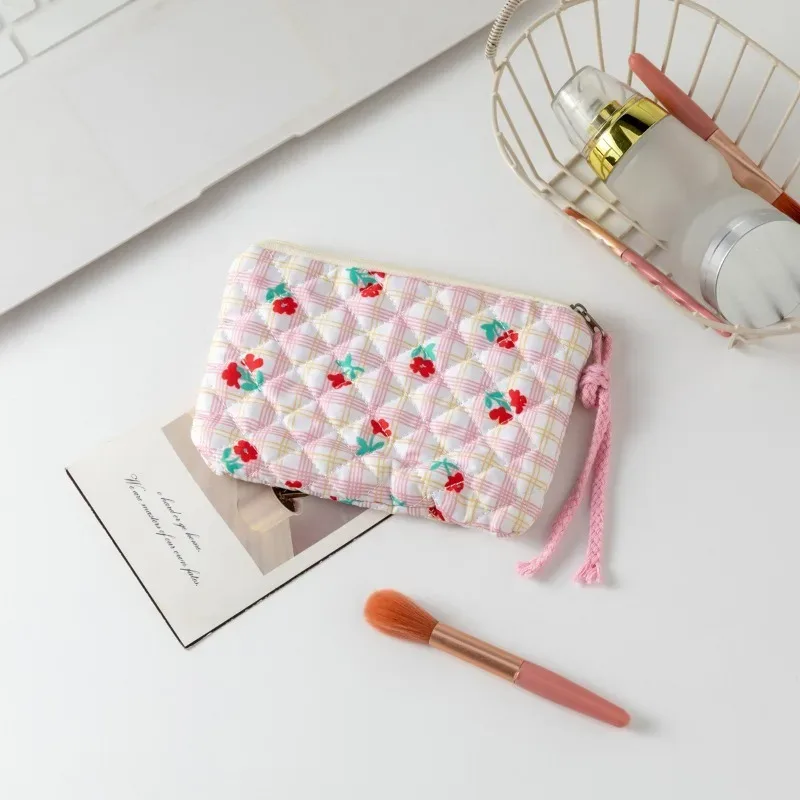 sac à cosmétiques avec nœud mignon, sac à cosmétiques à fermeture éclair pour femmes, petit étui de rangement pour rouge à lèvres, trousse de maquillage, sacs pour cartes de voyage pour dames