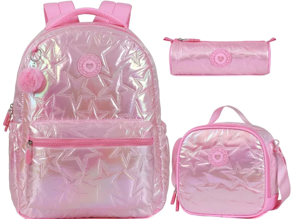sac à dos d'école pour enfants et adolescents, sac à dos décontracté pour filles et femmes, ensemble sac à dos scolaire avec boîte à lunch et trousse à crayons, sac à livres pour filles