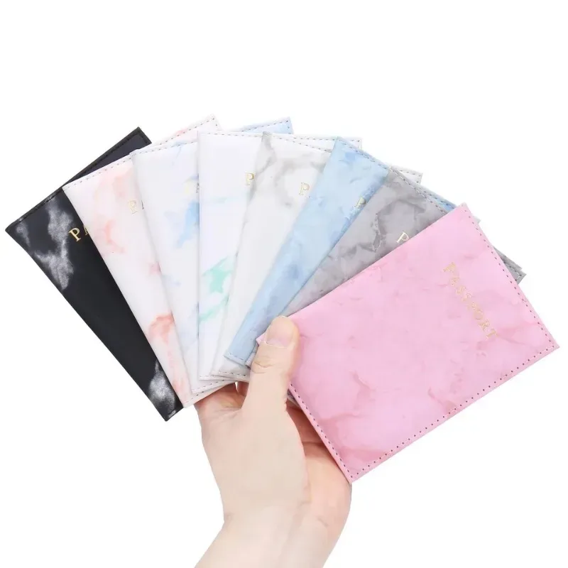 étui porte-passeport en marbre, accessoires de voyage, couverture d'identité pour femmes et hommes, couverture de passeport pour carte bancaire, étui portefeuille d'affaires, pochette