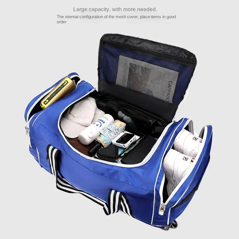 sac de voyage à roulettes grande capacité, sac de sport oxford imperméable avec roues, valise de voyage, bagage à main