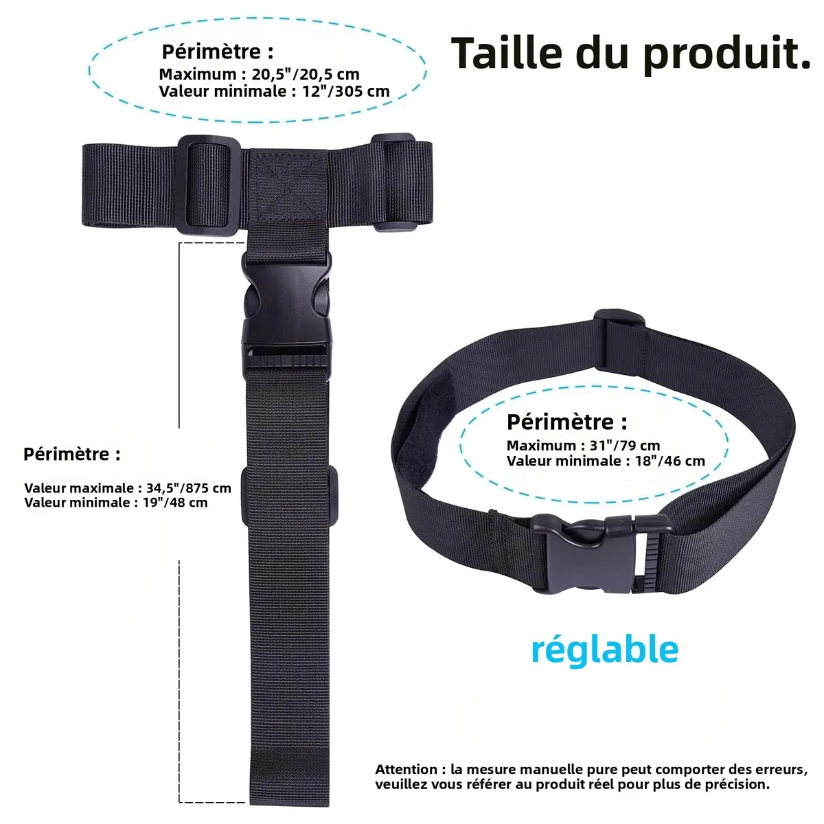 sangle bagage nylon noire réglable boucle amovible ajustement voyage sécurité transport multiple valises fixation