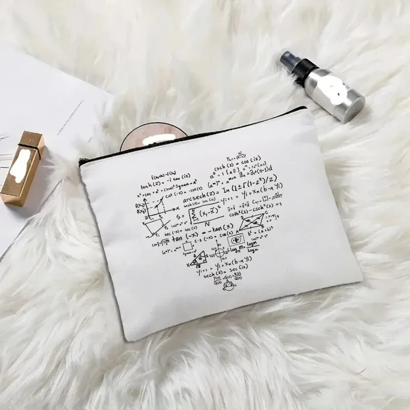 trousse de maquillage en toile "appréciation des enseignants", "aimer enseigner inspirer", pochette cosmétique mignonne avec fermeture éclair, organisateur de toilette portable pour voyage