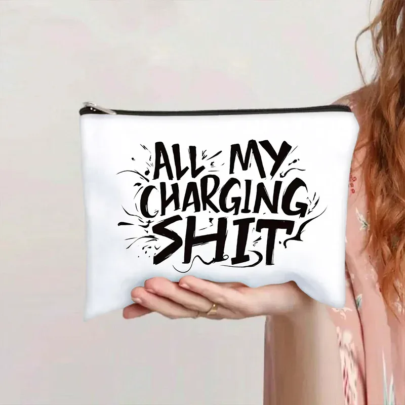 sacs de maquillage en toile imprimée à lettres, best-sellers, sacs de rangement artistiques et de niche pour cosmétiques de voyage portables, pochette zippée