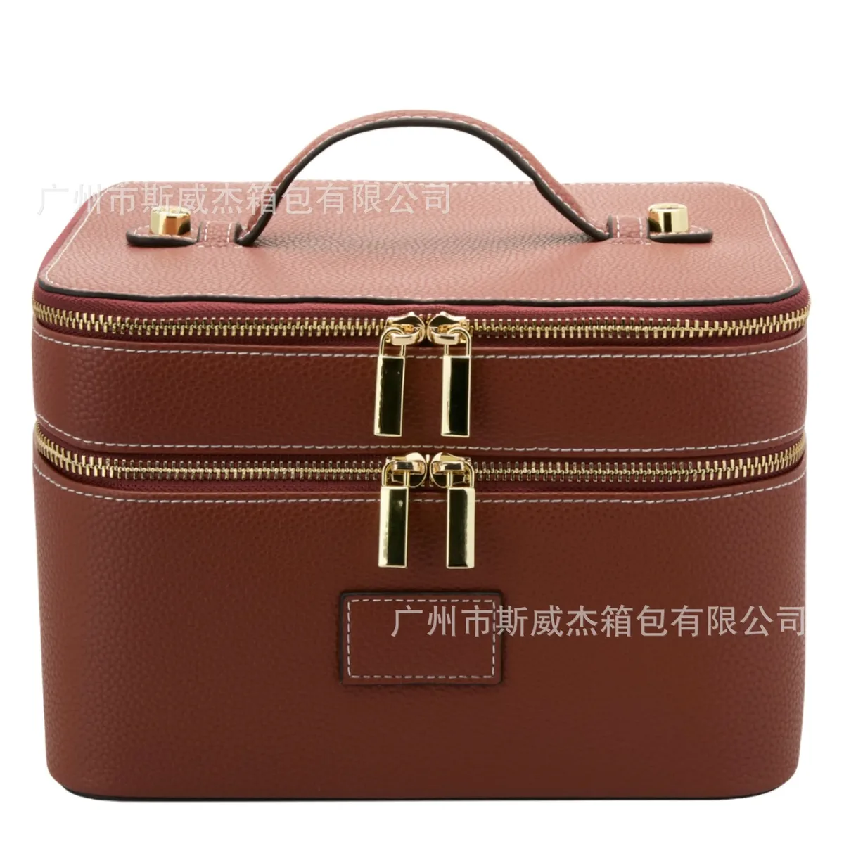 nouvelle trousse de maquillage double couche en cuir pu imperméable grande capacité haut de gamme, sac de voyage et de rangement pour cosmétiques