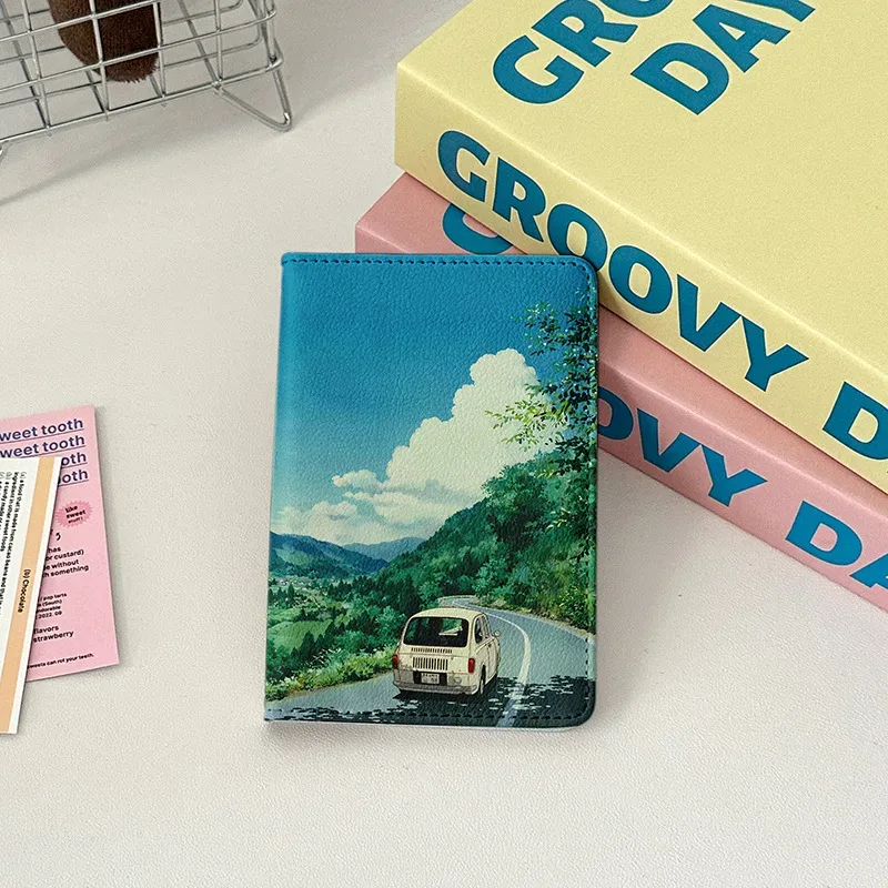 porte-passeport animé japonais, portefeuille de voyage, essentiels de voyage, porte-cartes de crédit pour billets d'avion pour femmes, étui de protection pour passeport