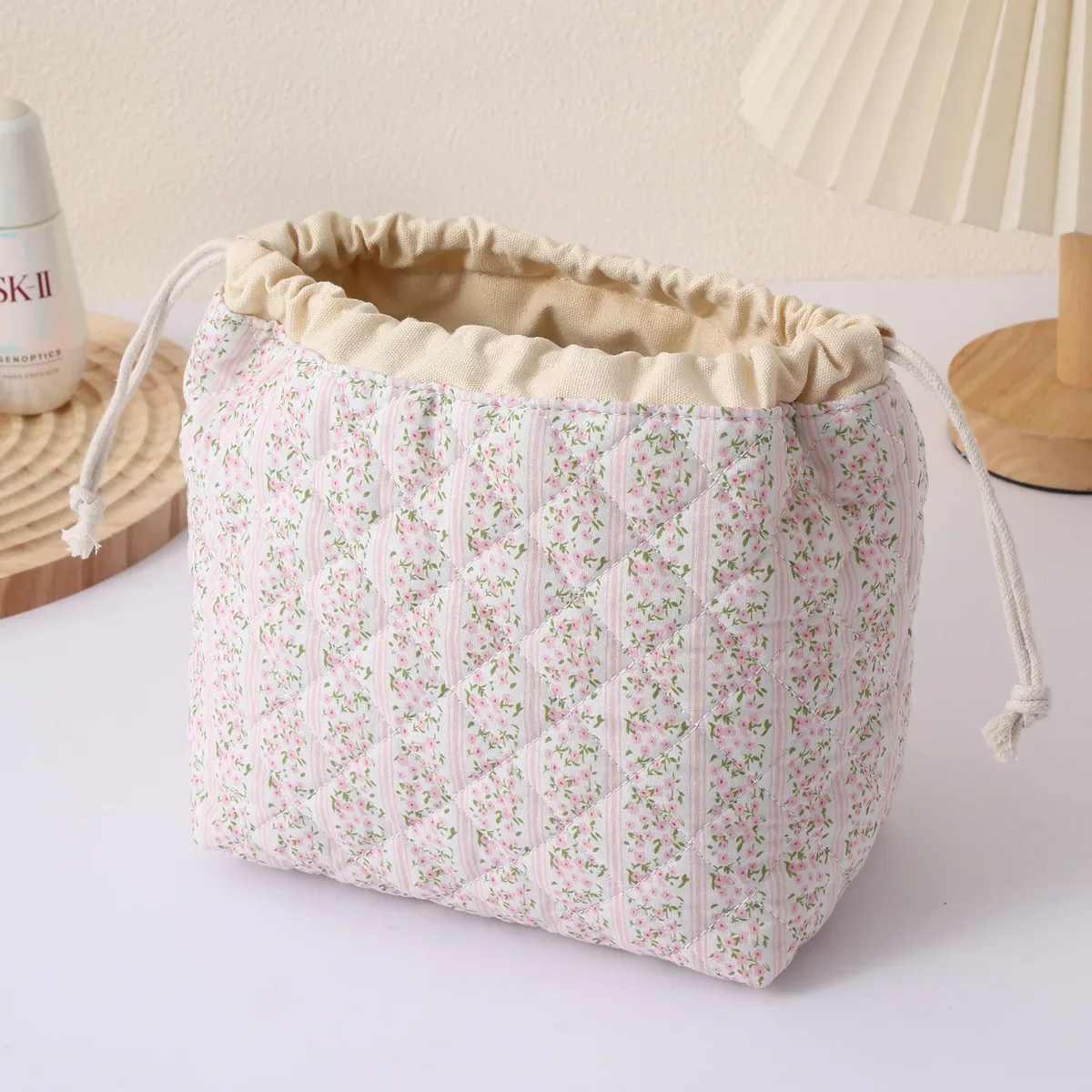 sac de rangement portable de voyage grande capacité avec cordon de serrage, en forme de coquille, mignon, de niche, pochette de rangement polyvalente en coton