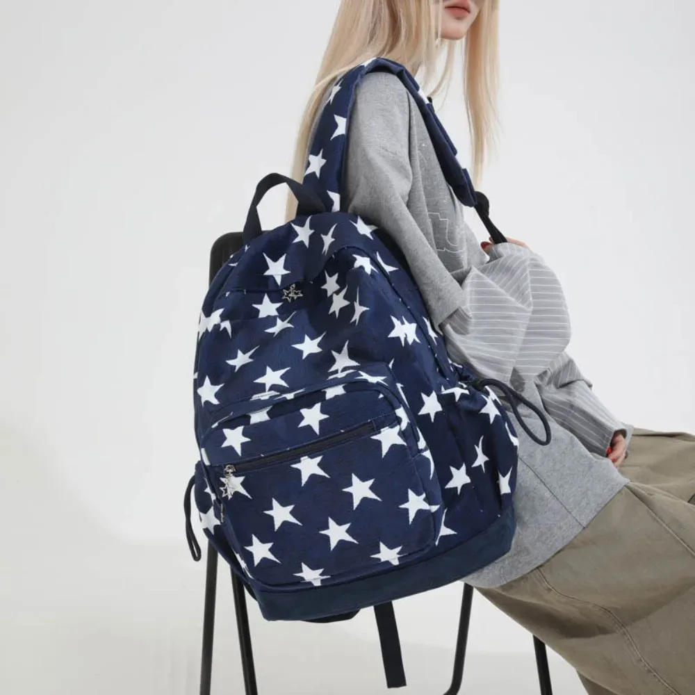 sacs à dos vintage grande capacité pour hommes, style grunge, tendance y2k, esthétique, avec lettres étoiles, simples et polyvalents, pour l'école et les femmes