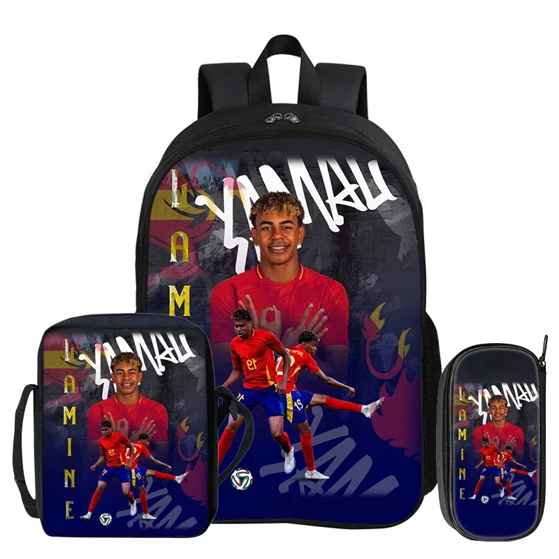 ensemble de 3 sacs à dos pour enfants, sac à dos de sport de football, sac à dos de star du football l-lamin yamal, sac à bandoulière pour étudiants, sacs à crayons