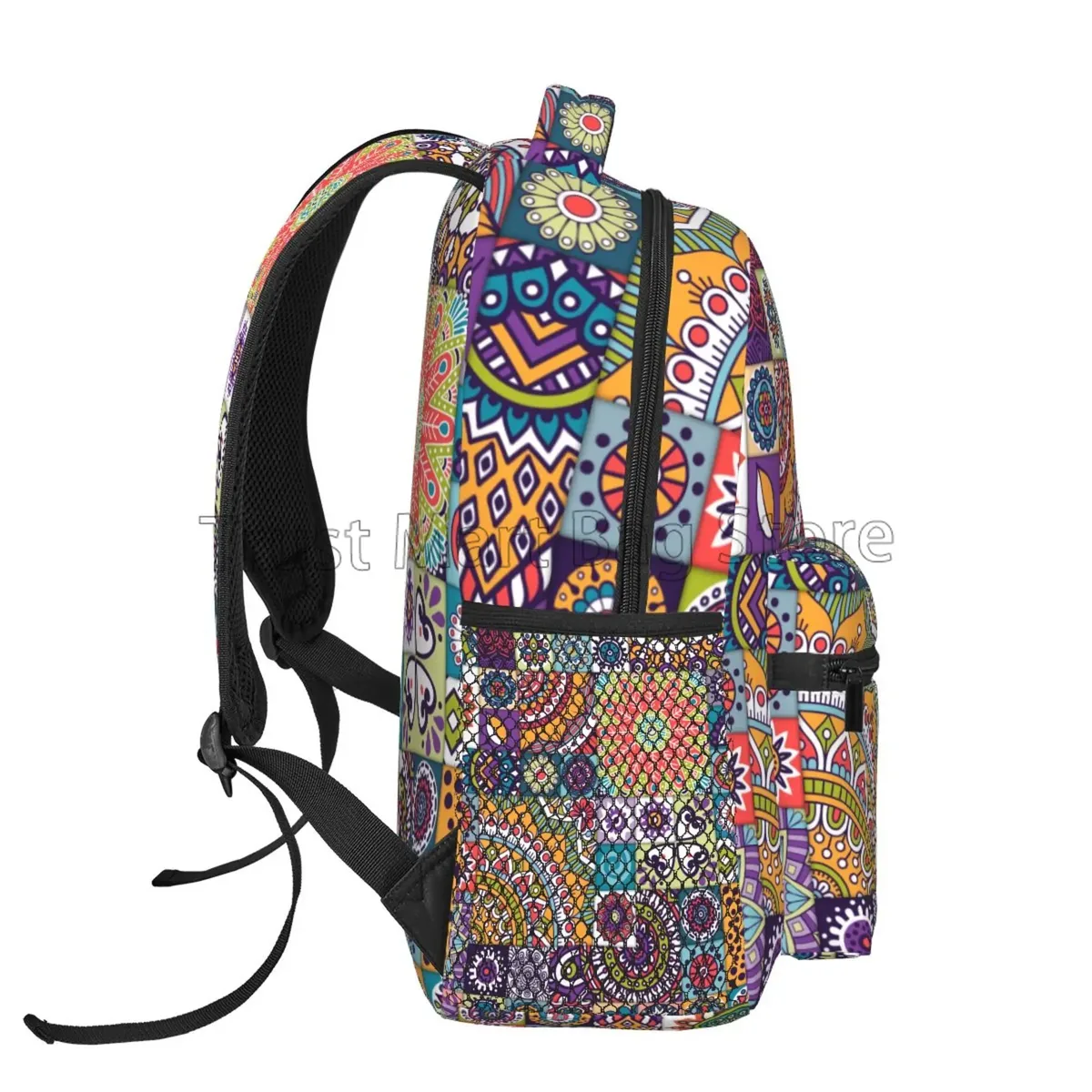 sac à dos de voyage à motif floral mandala ethnique pour femme et fille, cartable observateur et décontracté pour étudiant