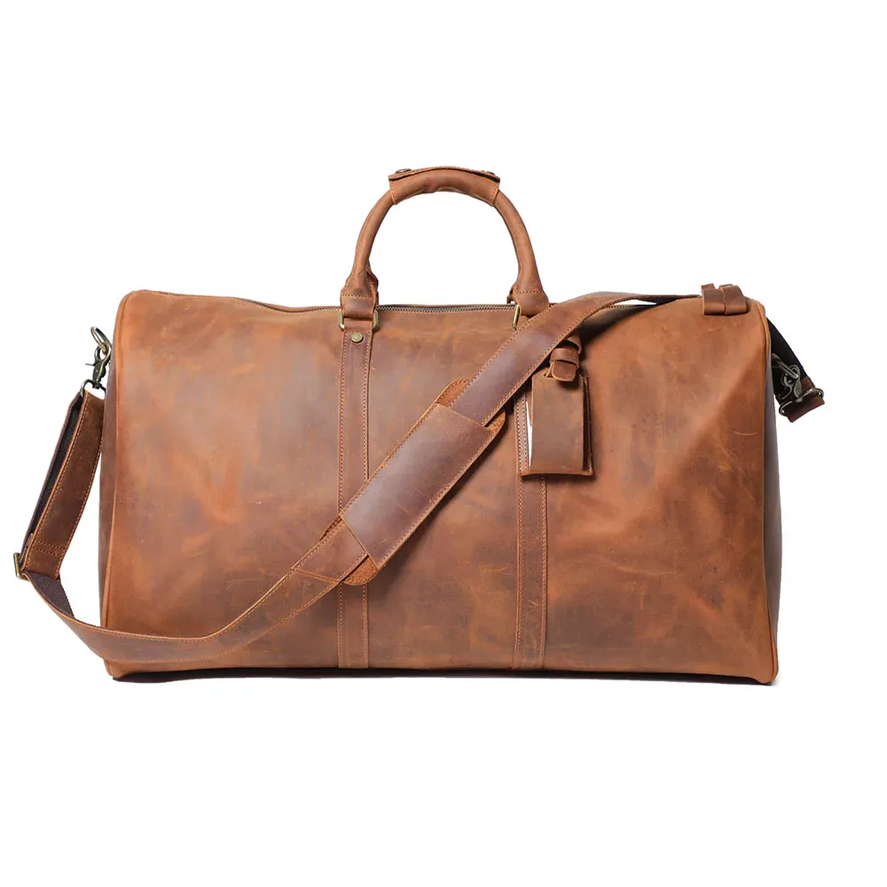 sac de voyage vintage s.worker en cuir pleine fleur grande capacité, sac de week-end pour homme, sac de sport
