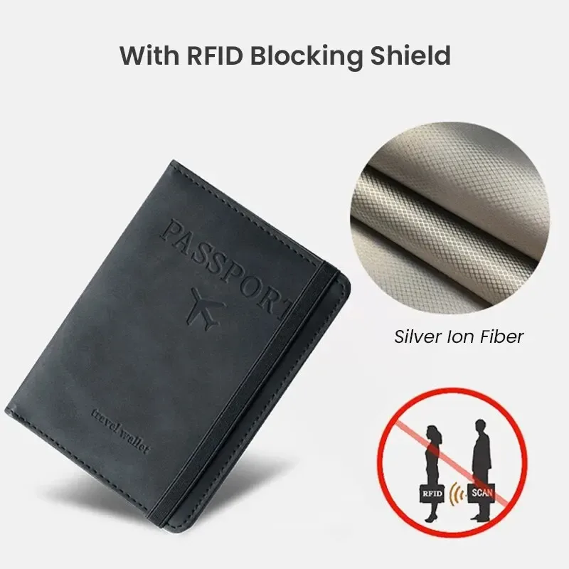 porte-passeport rfid en cuir pu pour hommes et femmes, porte-cartes, étui à passeport, essentiels de voyage pour les vacances en famille
