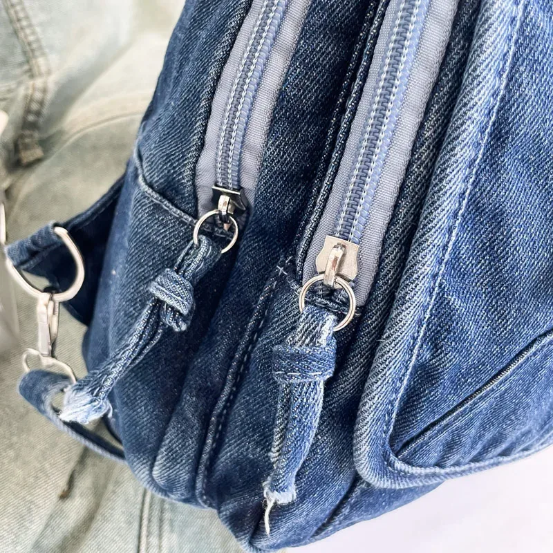 rétro grande capacité lavé denim simple sacs à dos femmes trajet fourre-tout sac 2025 femmes sac quotidien shopper sacs à main bolsa