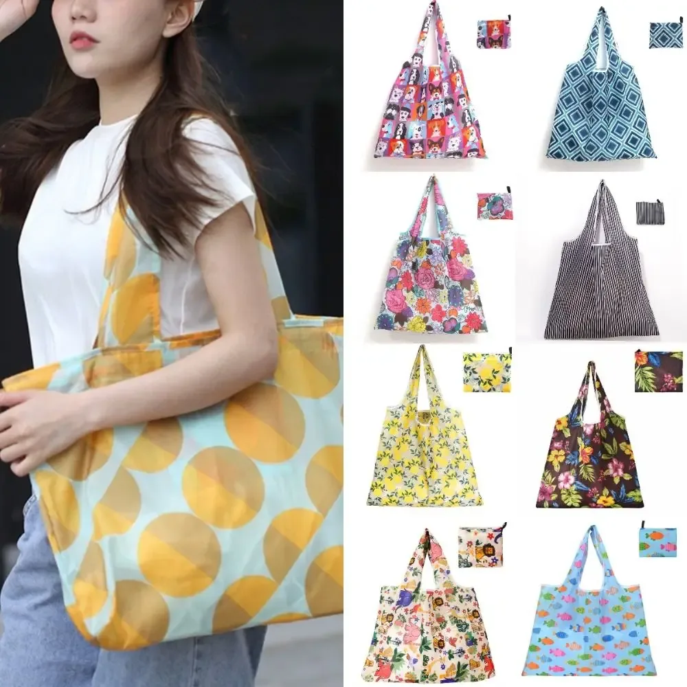 sac de shopping pliable de grande capacité, léger, lavable, sac fourre-tout recyclable, sac de rangement portable, respectueux de l'environnement