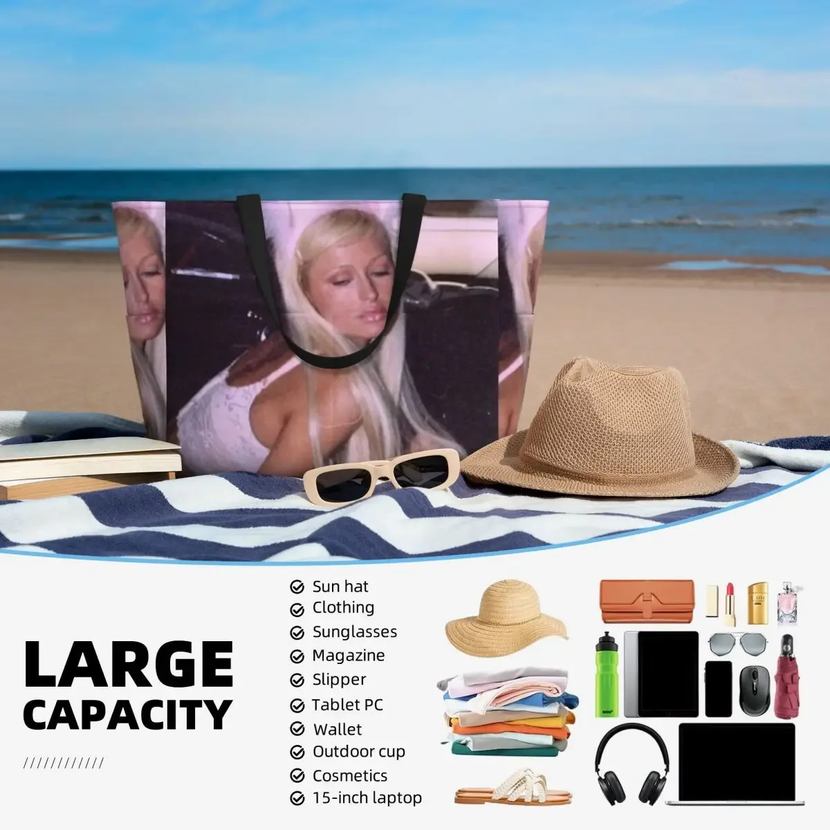 paris hilton plage sac fourre-tout sport gym yoga duffle grand sac fourre-tout femmes sac de voyage sac de fitness