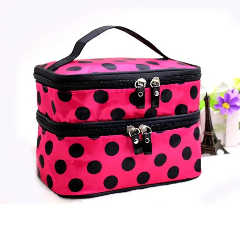 trousse de maquillage de grande capacité, sac à cosmétiques à double fermeture éclair pour femmes, pochette de bain, organisateur de produits de toilette de voyage, rangement étanche, cas de maquillage