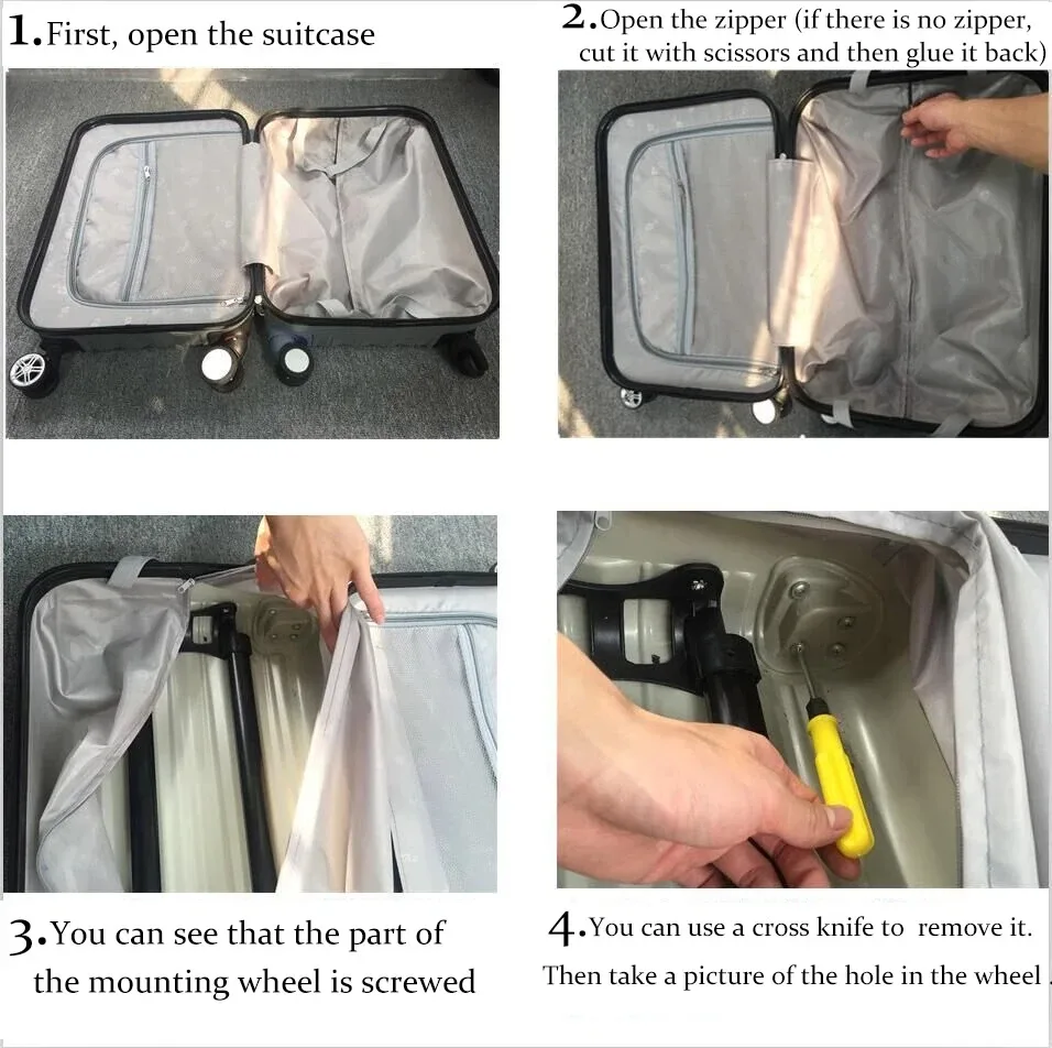 valise à roulettes universelle, roues de remplacement de valise, roues mot de passe de valise, roues de valise silencieuses et résistantes à l'usure