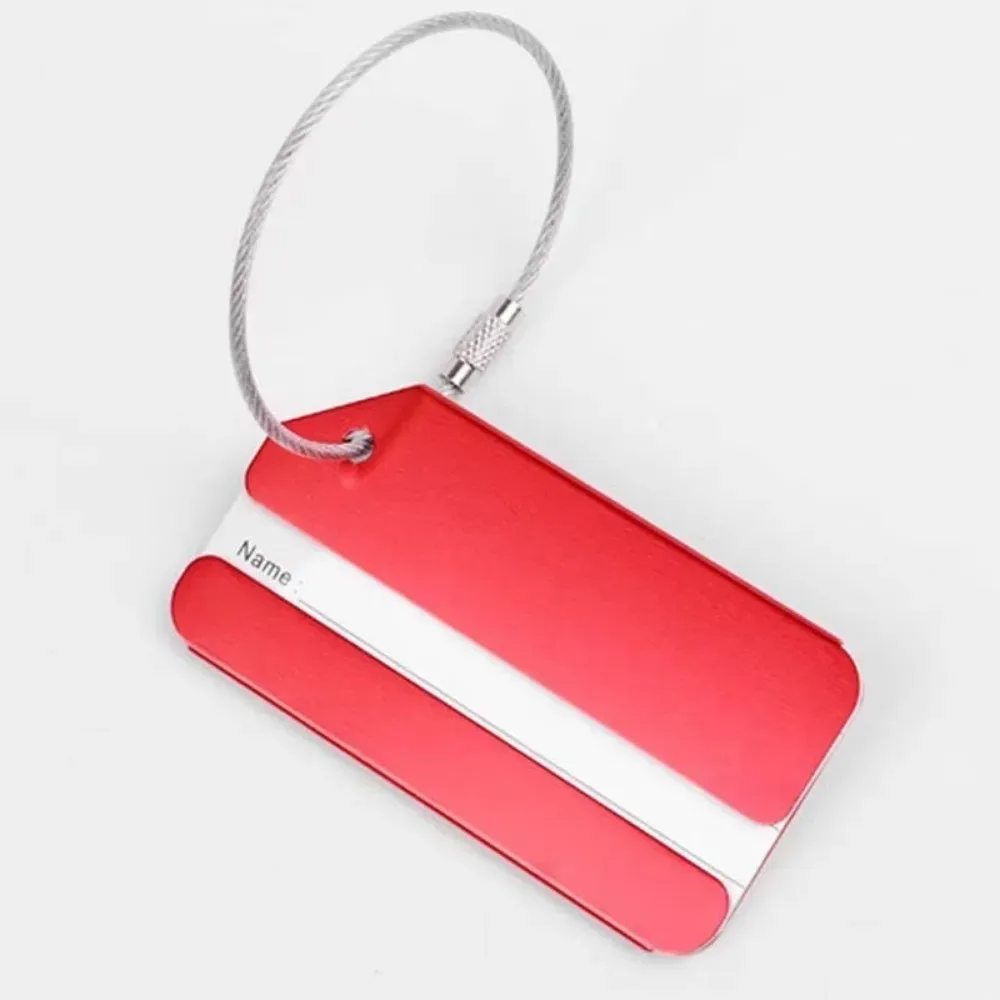 lot de 10 étiquettes de bagage en aluminium pour valise, étiquette de bagage en métal, identificateur de bagage avec carte d'identité et boucle en acier, accessoires de voyage
