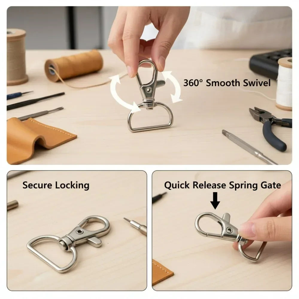 5/50/100pcs mousquetons pivotants, crochets de fixation pour lanières, crochets de porte-clés, fermoirs à griffe de homard en métal pour porte-clés, couture, bijoux et artisanat diy